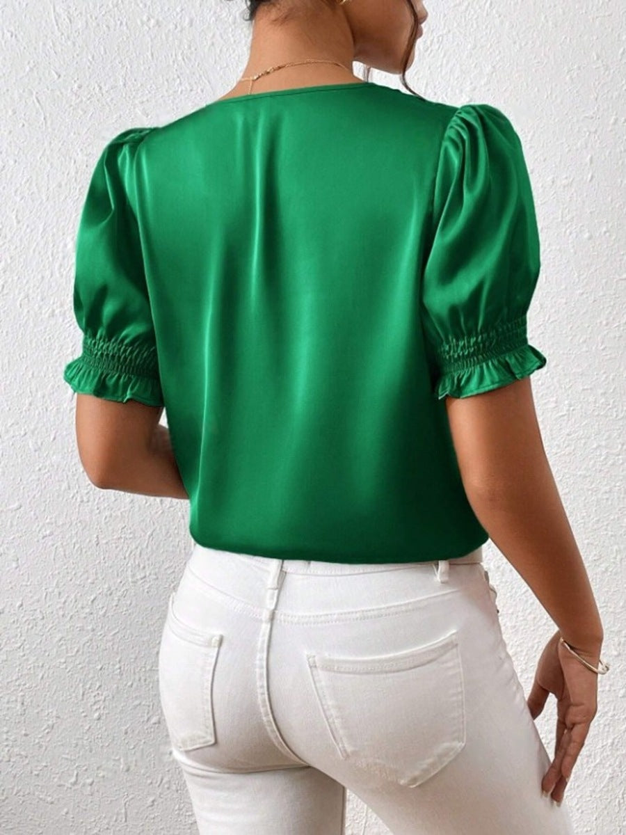 GR | Lässiges Kurzarm-Rüschenshirt