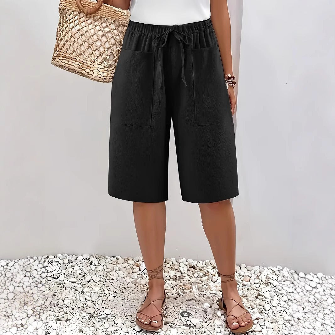 Damen lässige Culotte-Shorts mit elastischem Bund und praktischen Seitentaschen GR