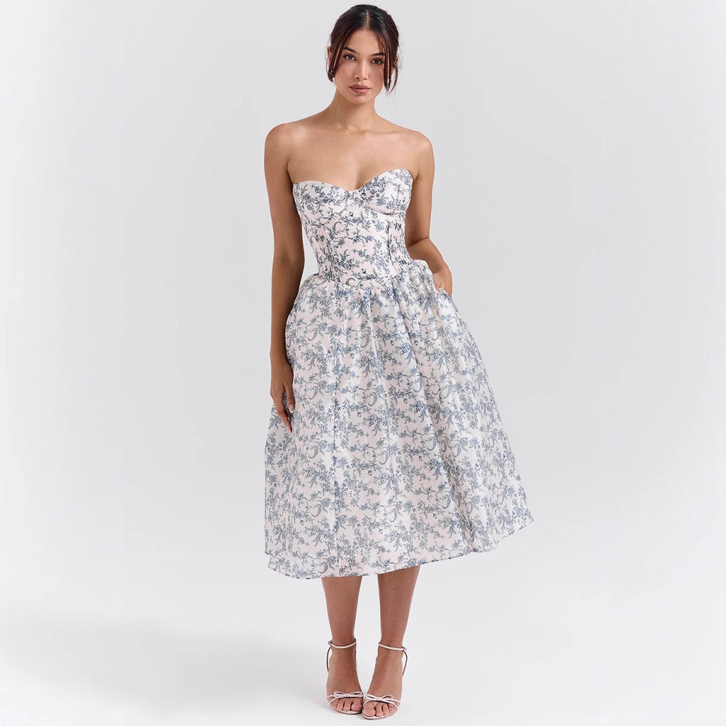 Damen Abendkleid mit strapless Design und voluminösem Rock GR