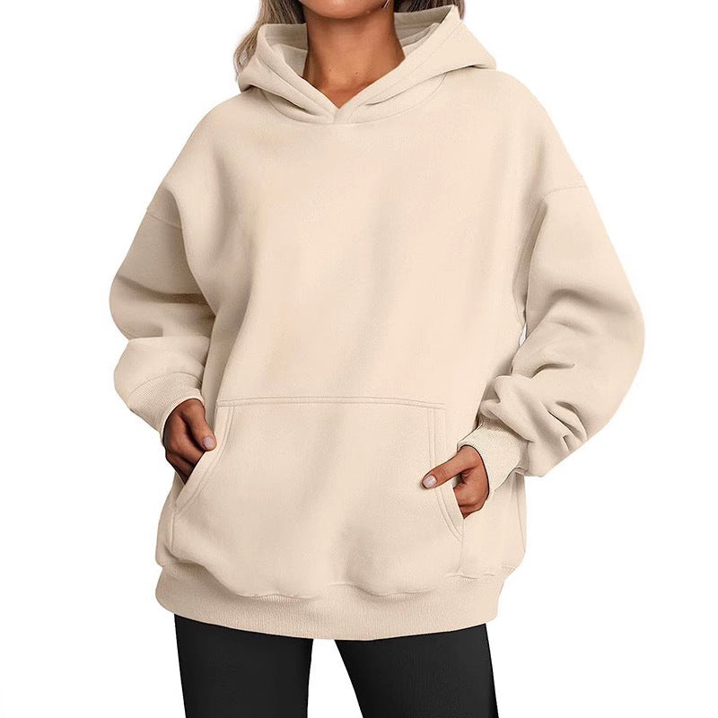 Damen oversized Kapuzenpullover aus weichem Baumwollmix mit praktischen Taschen GR