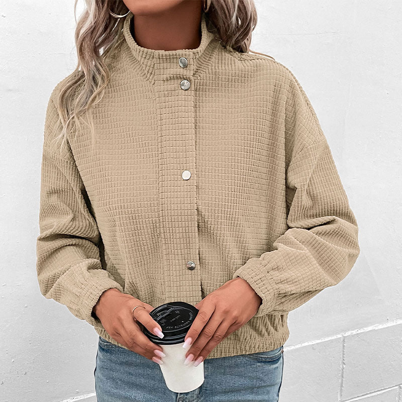 Women's casual hooded jacket in textured material with zipper, size S