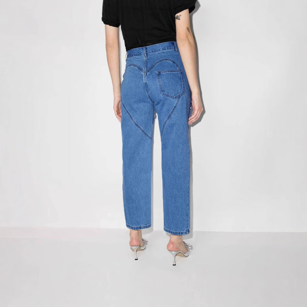 Women's jeans with cut-outs and sparkling details, size GR