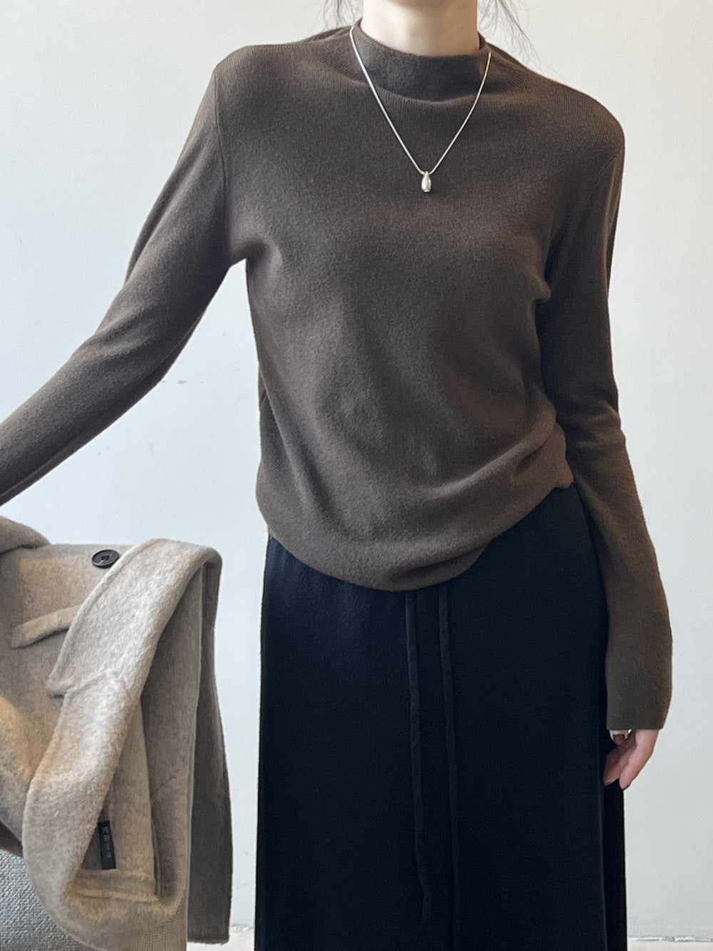 GR Halbturtleneck gebürsteter Soft-Touch-Pullover