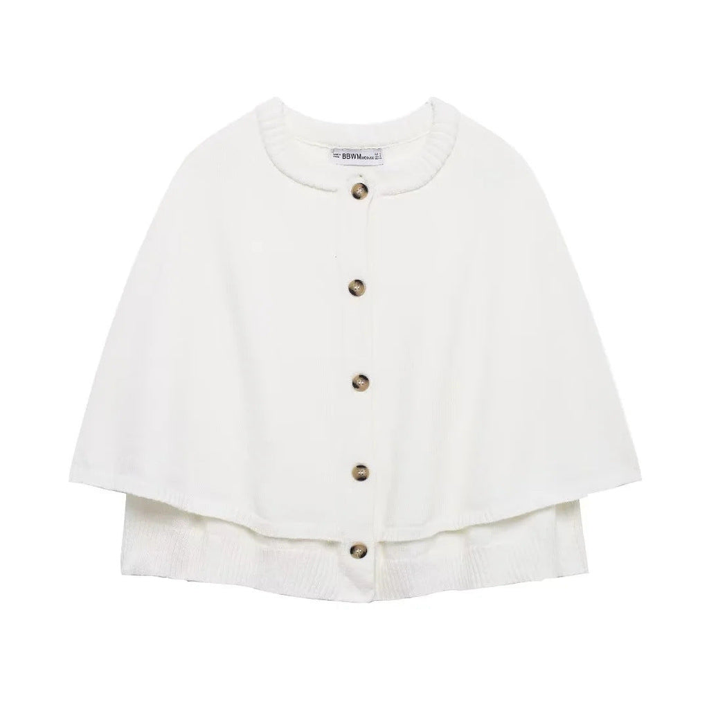 Damen weiches Strick-Cape mit Knöpfen GR