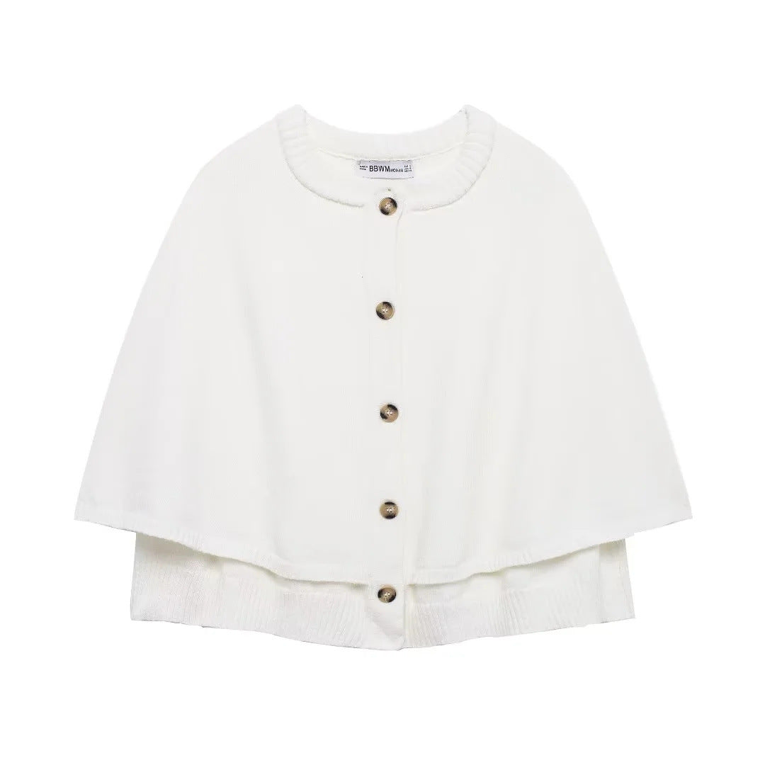 Damen weiches Strick-Cape mit Knöpfen GR