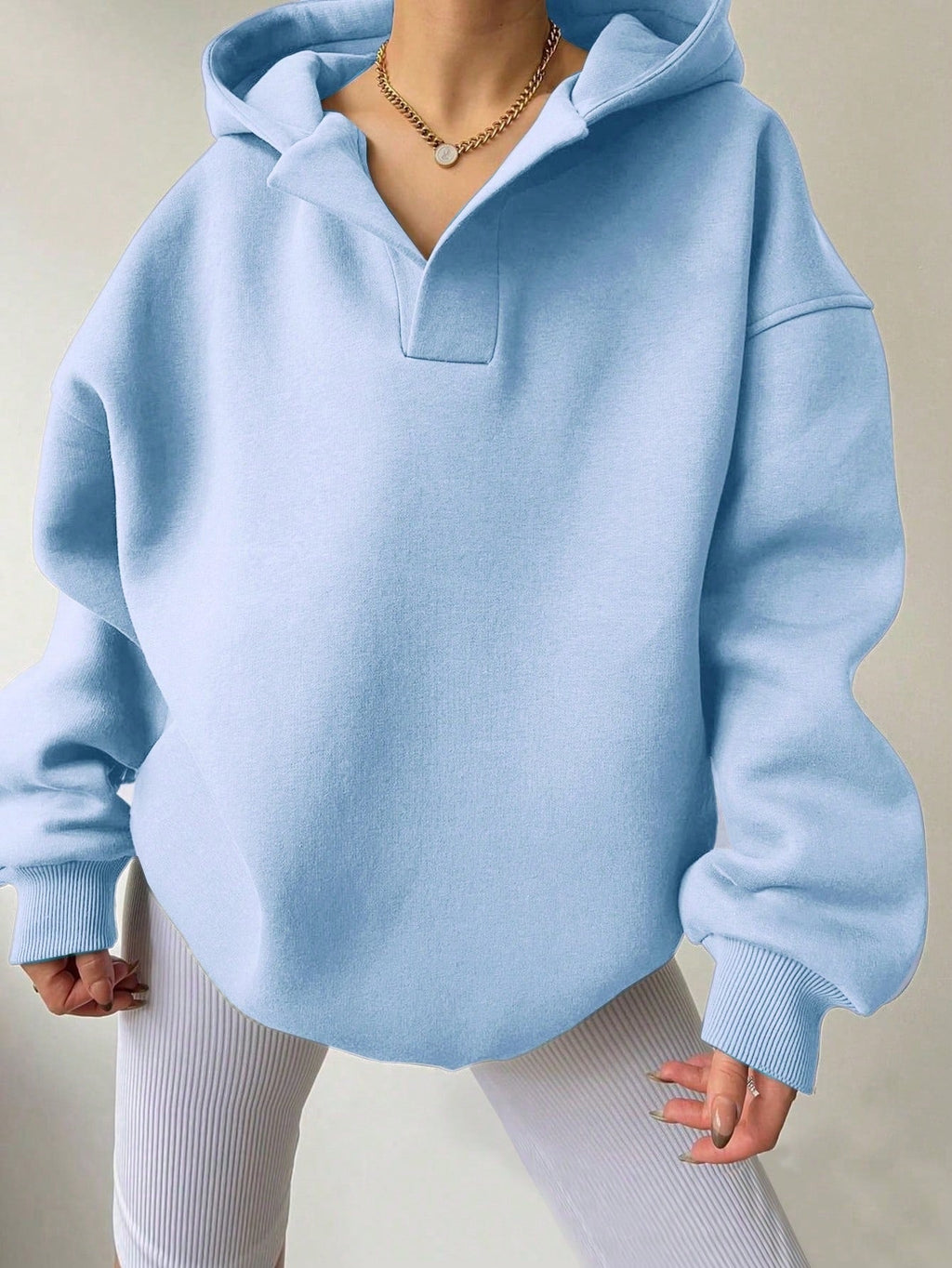 Damen Oversized Kapuzenpullover mit Kängurutasche GR