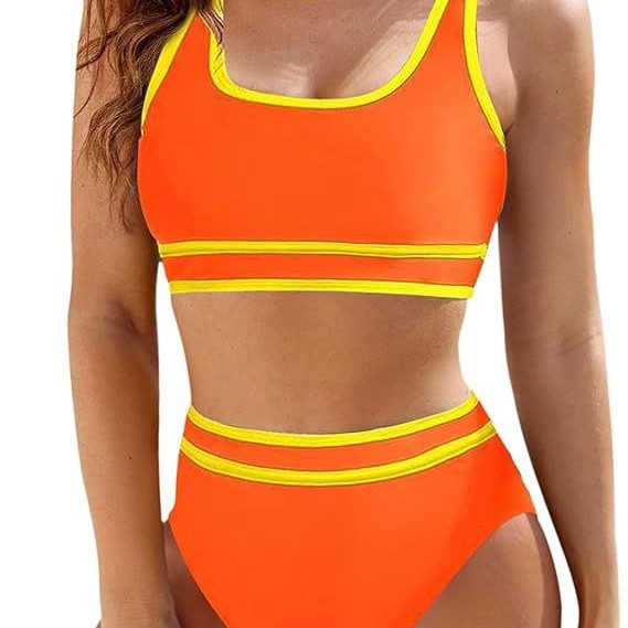 Women's sporty bikini set with high-cut bottoms and sporty top, size [size missing]