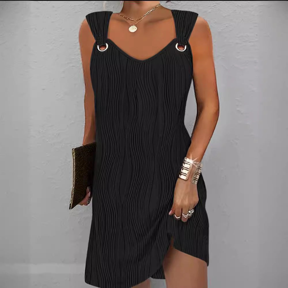 Damen ärmelloses Sommerkleid mit dekorativen Schleifen und leichtem Schnitt GR