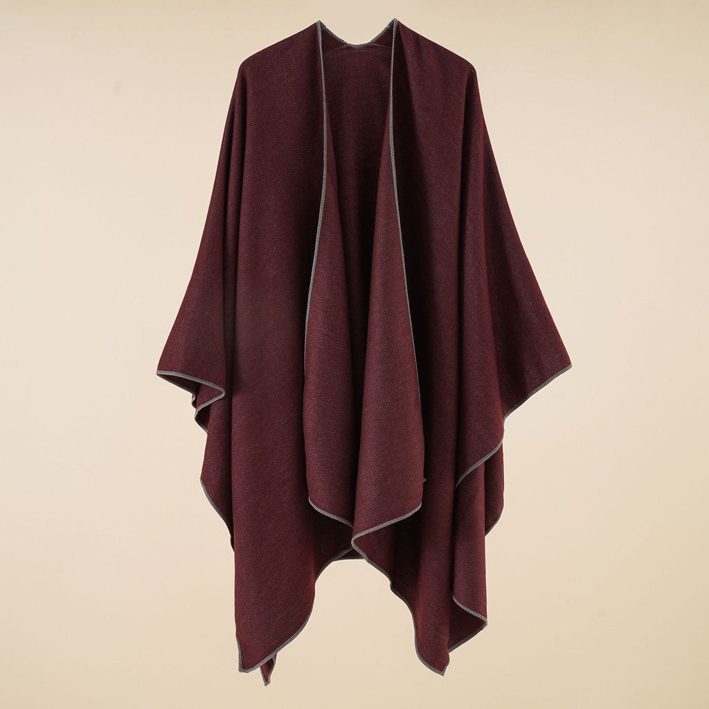 Women's Elegant Wrap Poncho in Soft Wool Blend, Size