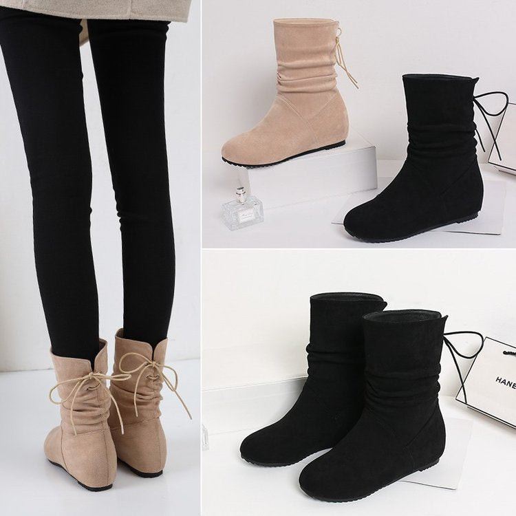 Women's ankle boots with elastic pleats and non-slip sole, size S