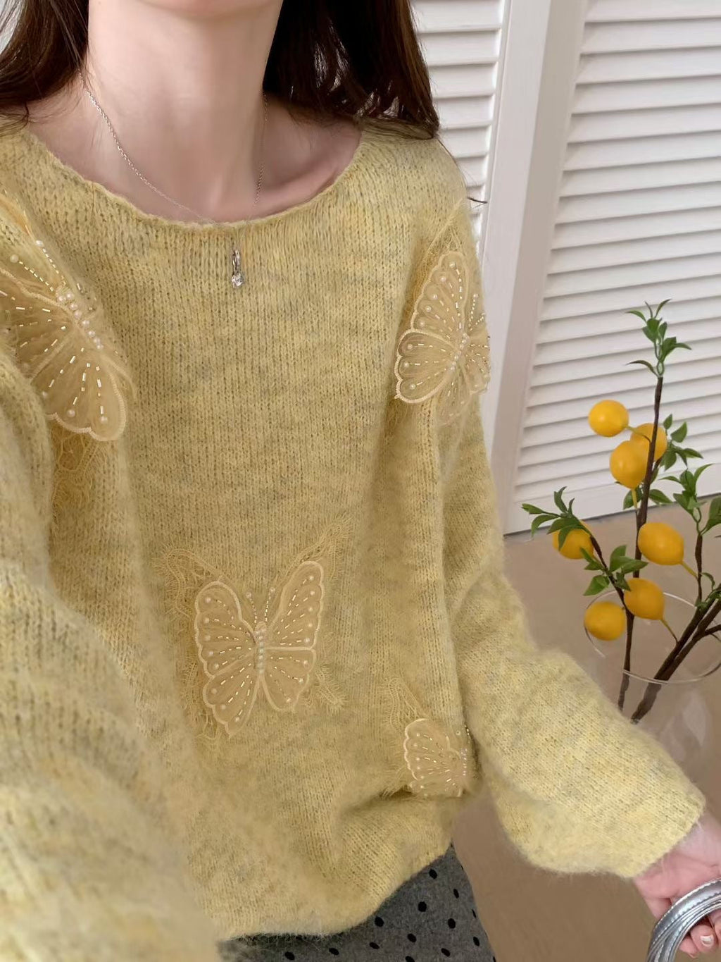 GR | Eleganter Pullover Aus Besticktem Blumenstrick Für Frauen