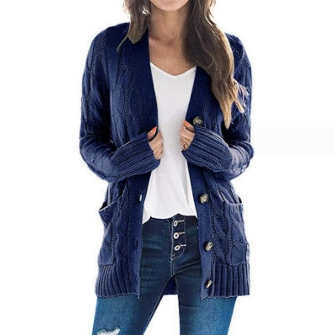 GR | Stylish Plus-Size Mid-Length Cardigan Sweater 