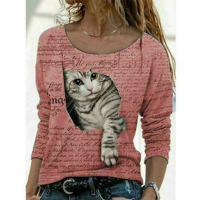 GR | Modernes T-Shirt mit Katzenprint