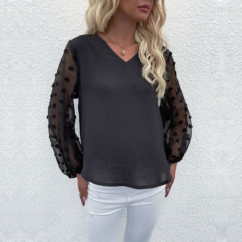 Damen Bluse mit eleganten Puffärmeln und strukturiertem Obermaterial GR