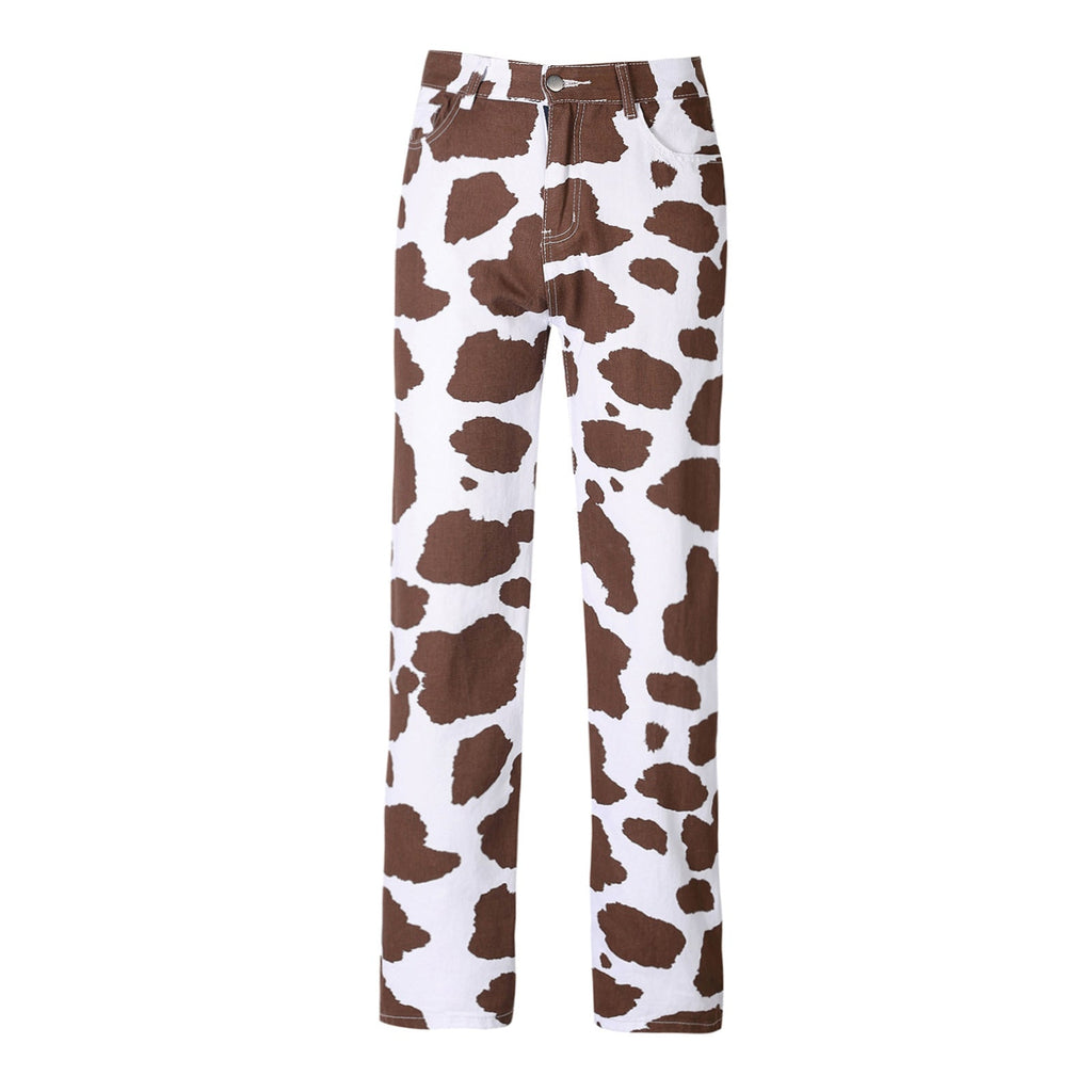 GR | Damen Kuhflecken Gerade Geschnittene Hose