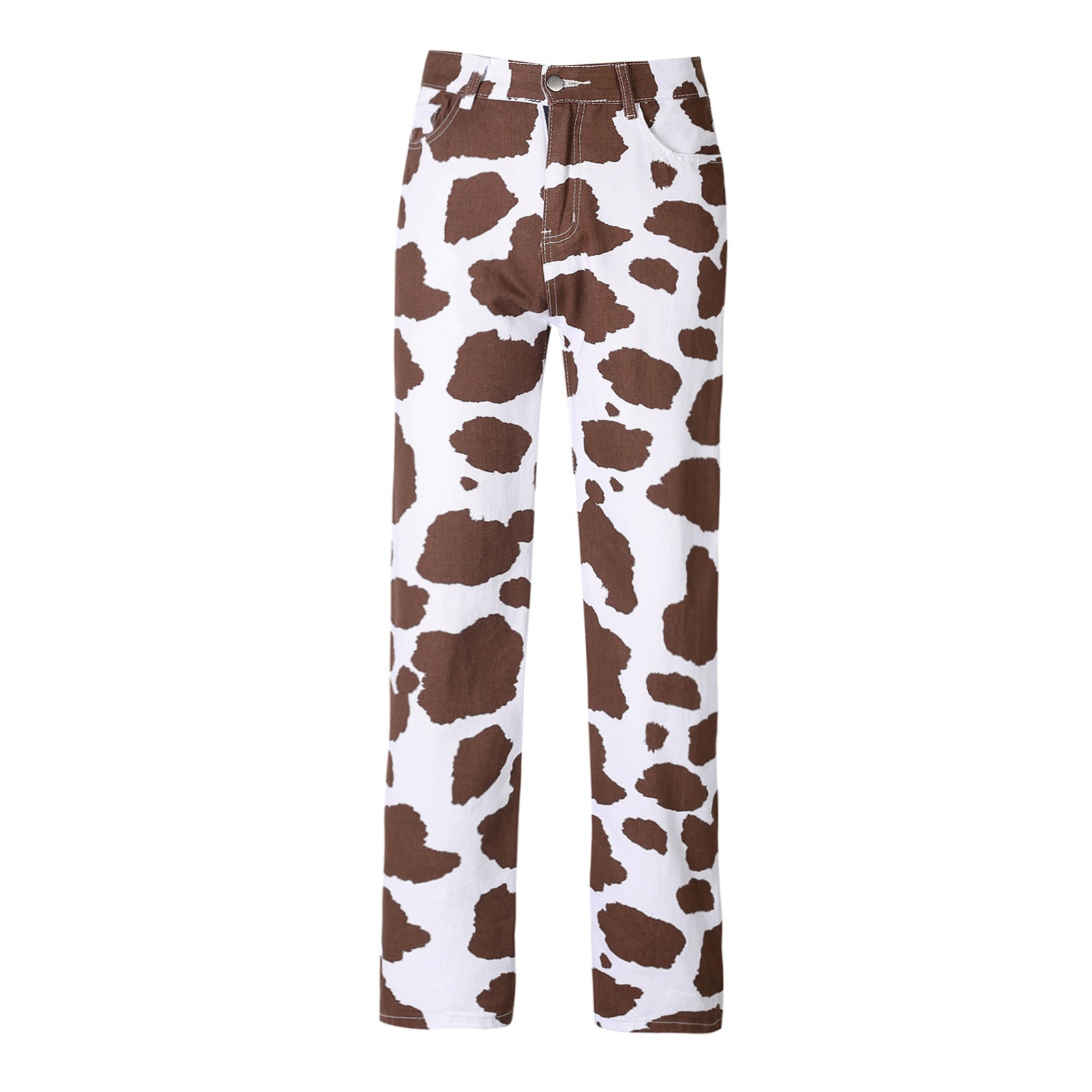 GR | Damen Kuhflecken Gerade Geschnittene Hose