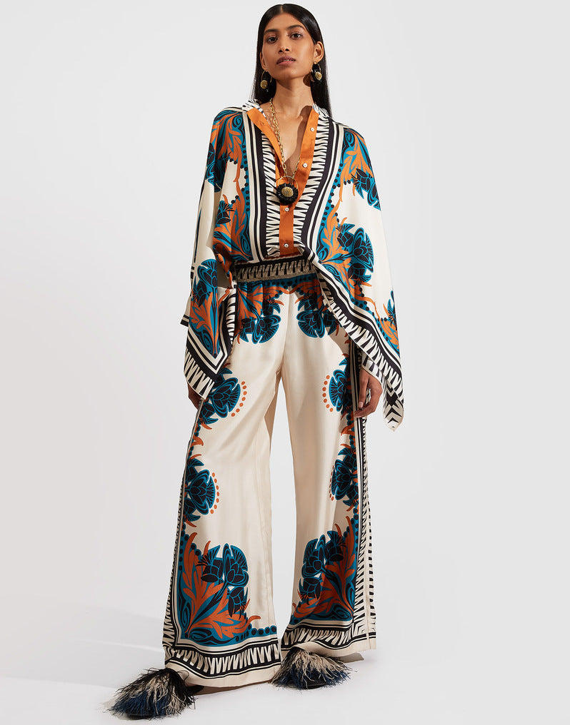 GR | Stand-up collar top and trouser set 