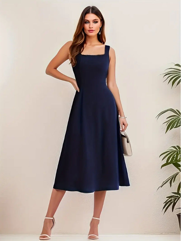 GR | Elegant dress with straps, dark blue color