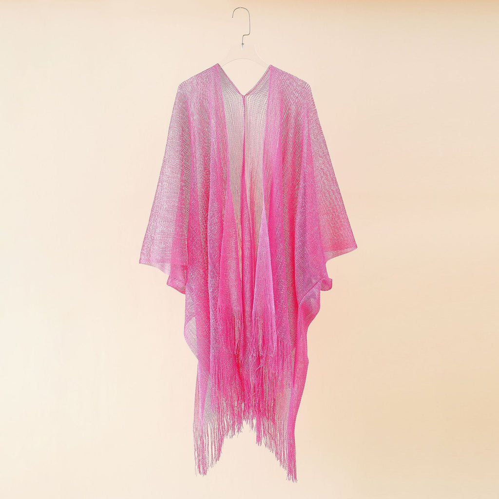 Women's fringed kimono in a transparent, airy fabric, size GR