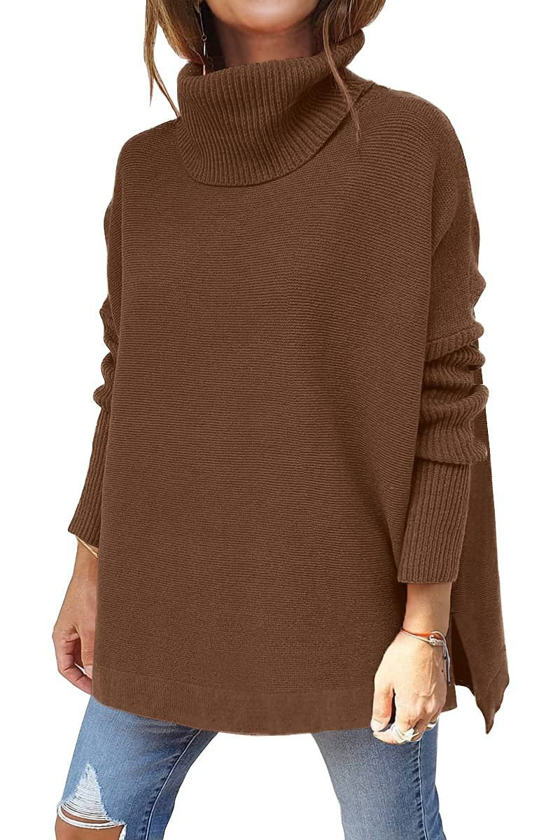 Damen Großer Rollkragenpullover mit strukturiertem Strickmuster und lässigem Schnitt GR