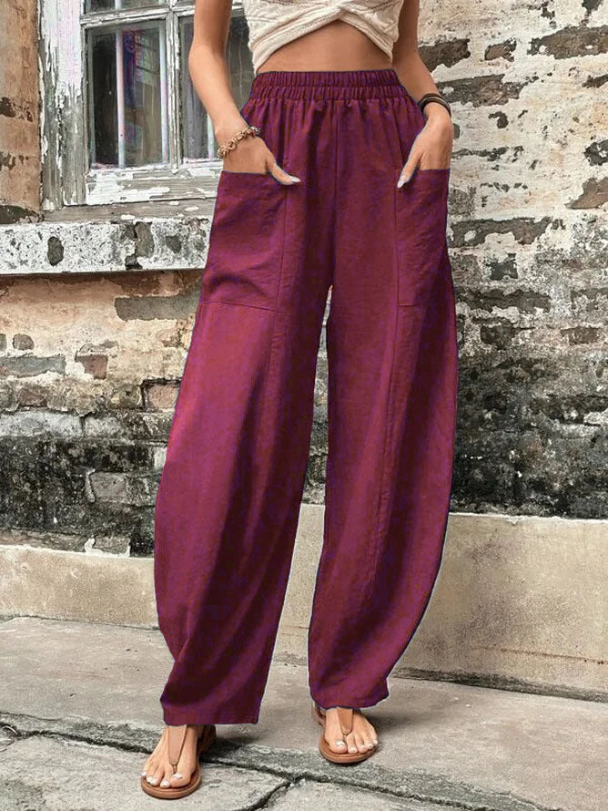 GR | Bequeme einfarbige Taschen Freizeit-Hosen