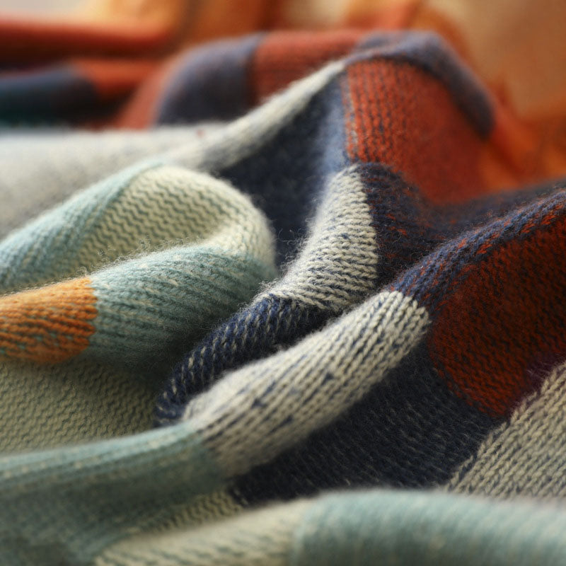 GR | Bunter Karierter Strickpullover