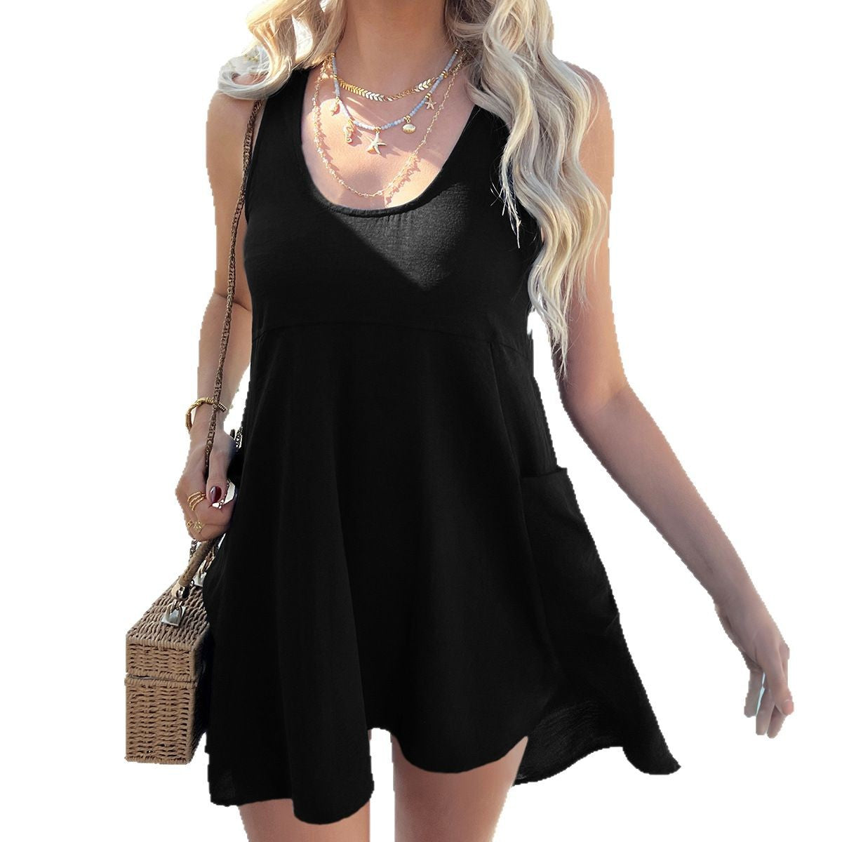 Women's airy summer dress with practical pocket design, size