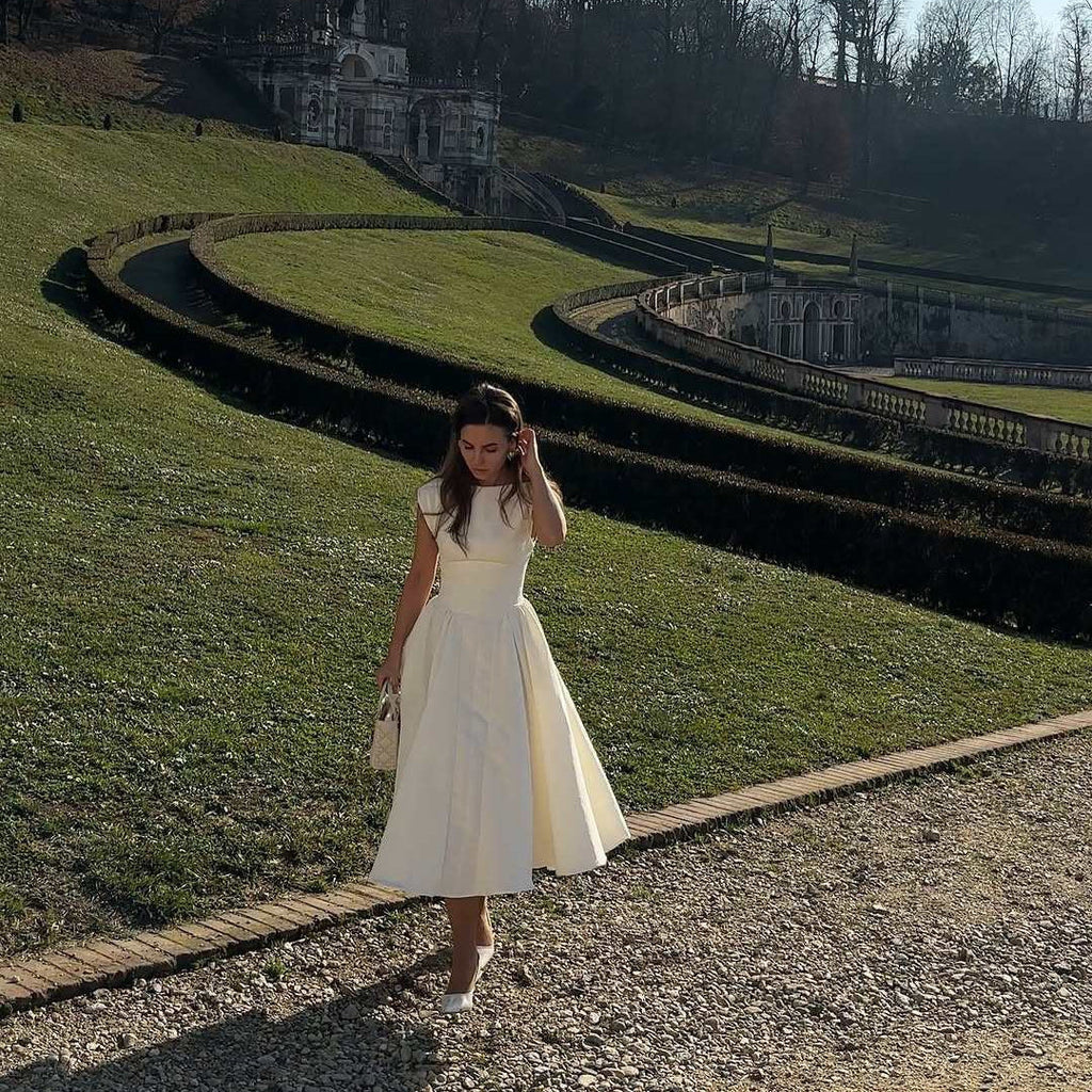 Damen A-linien Kleid mit elegantem Bustier-Oberteil und schwingendem Rock GR