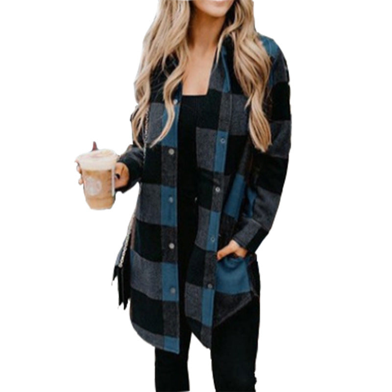 GR - Women's plaid flannel jacket for rustic charm