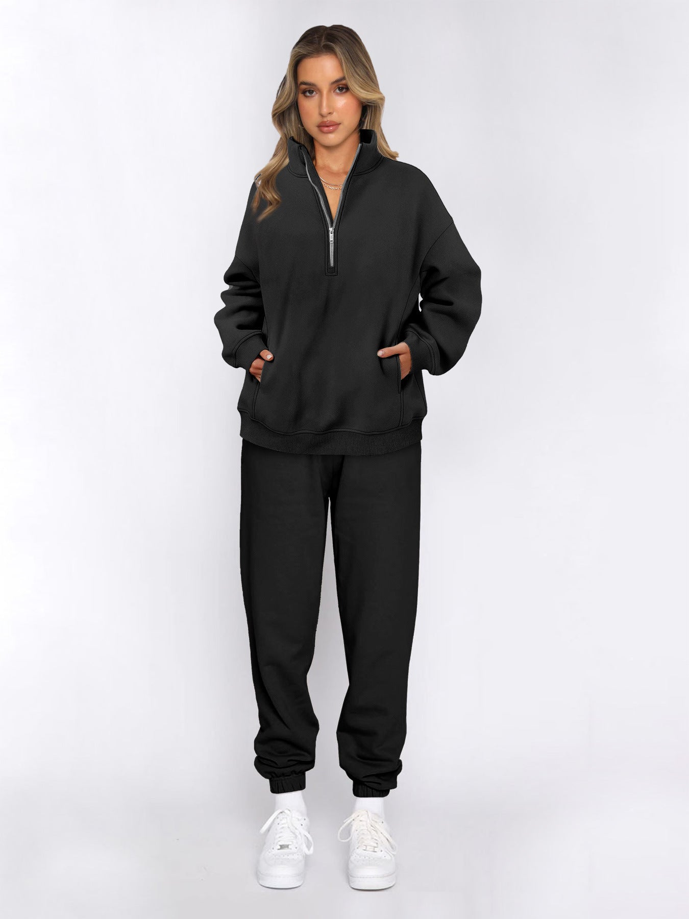 Damen sportliches Set mit Stehkragen und praktischem Reißverschluss GR