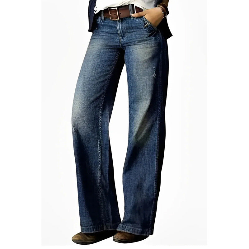 GR | Retro Lässig Gerade Weite Beinhosen Jeans