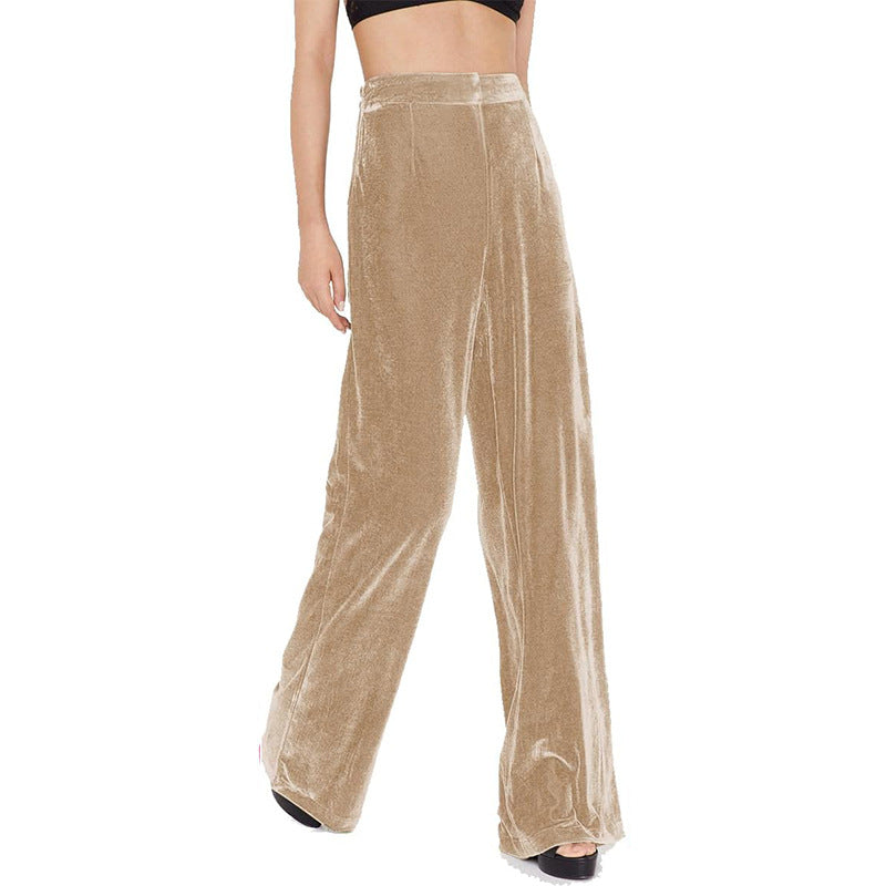 Women's elegant wide-leg velvet trousers, size
