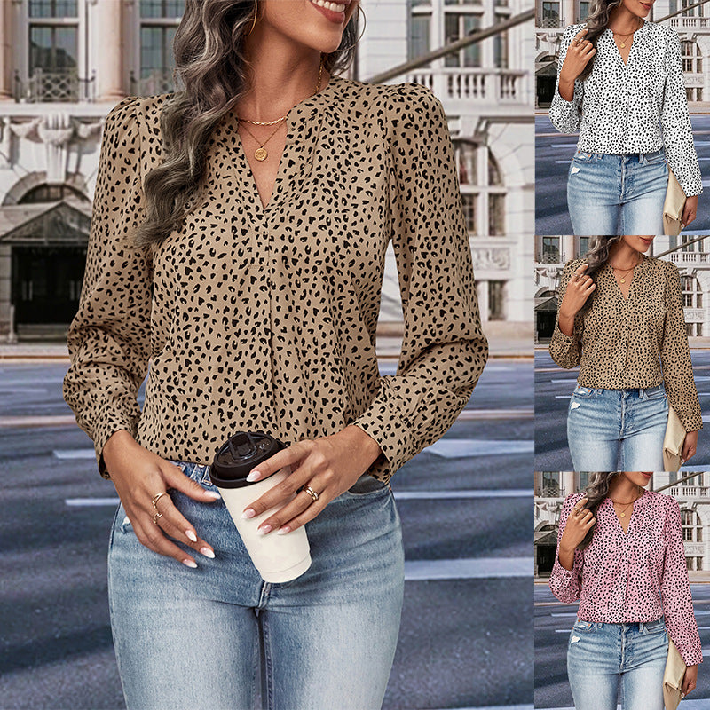 Damen Bluse mit modernen Punkte-Design und eleganten Rüschen GR