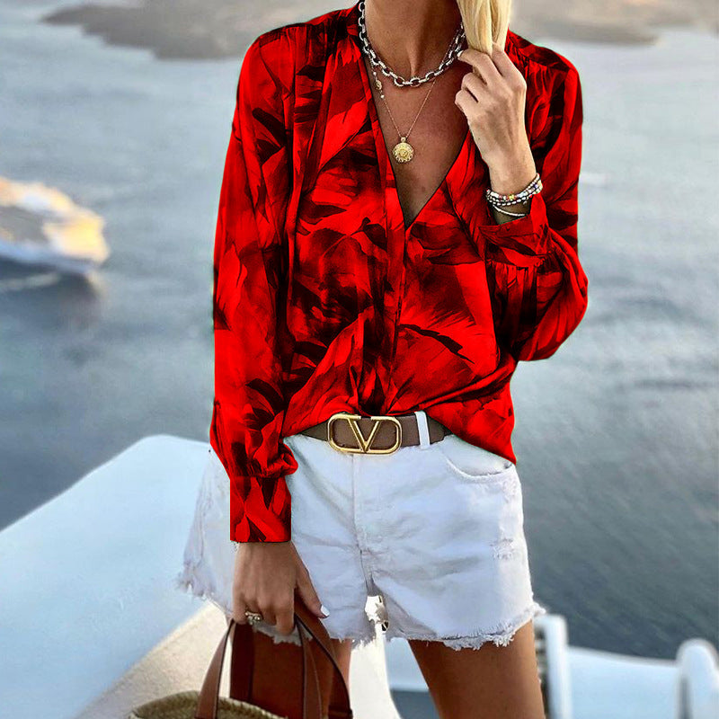 Damen Bluse mit floralem Muster und eleganter Schnittführung GR