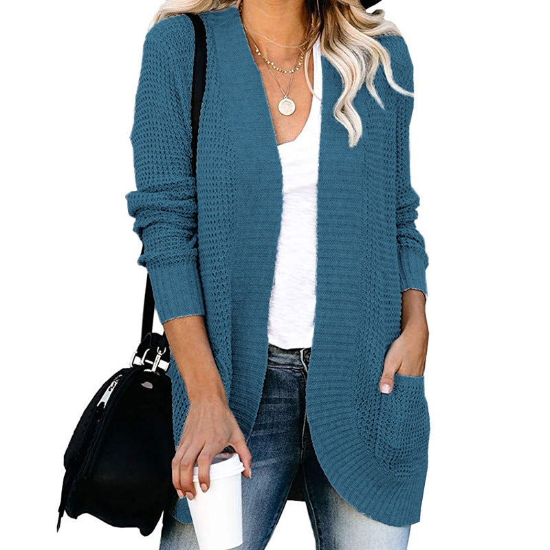 Damen Strickjacke mit offenem Schnitt und seitlichen Taschen GR