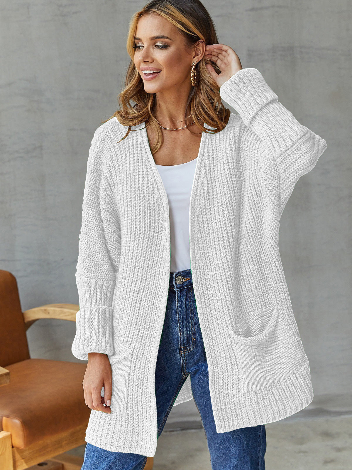 GR | Übergroßer Strickstrickjacke Für Komfortable Styles