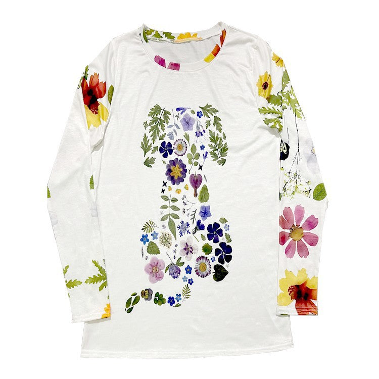 GR | Floral round neck T-shirt 