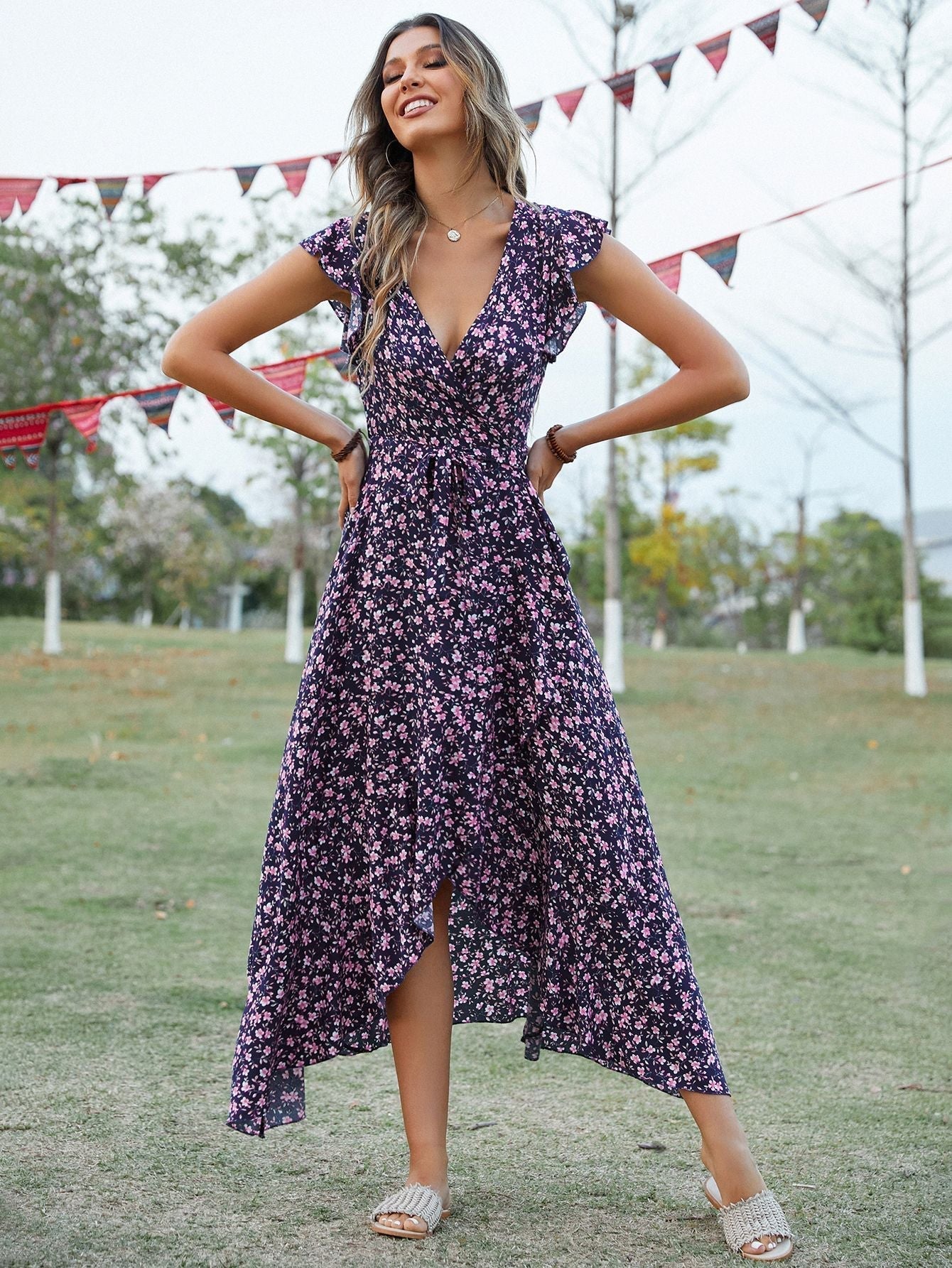 GR | Slim Fit Irregular Hem Maxi Dress 