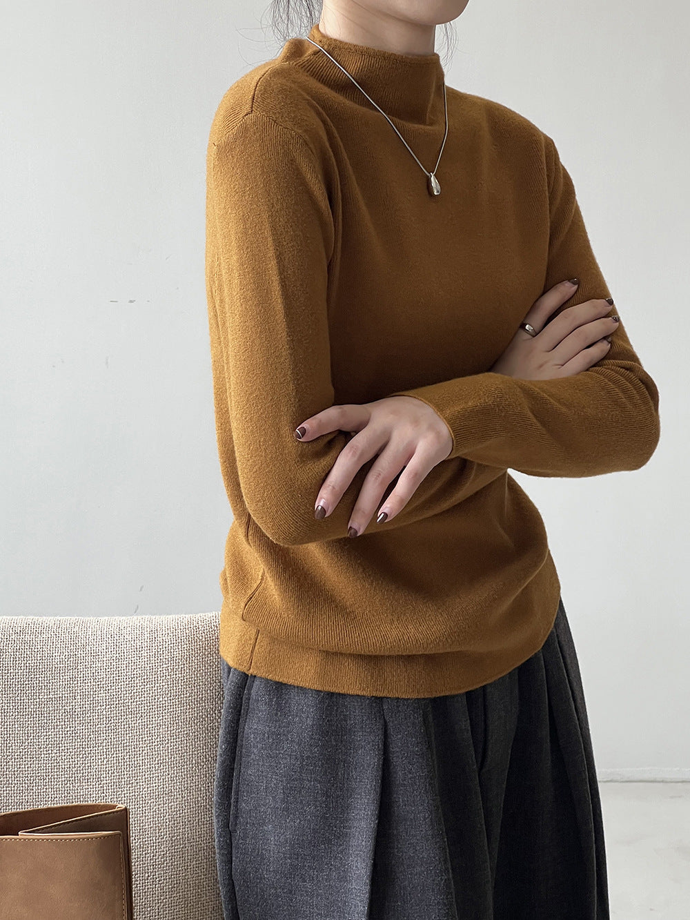 GR Halbturtleneck gebürsteter Soft-Touch-Pullover