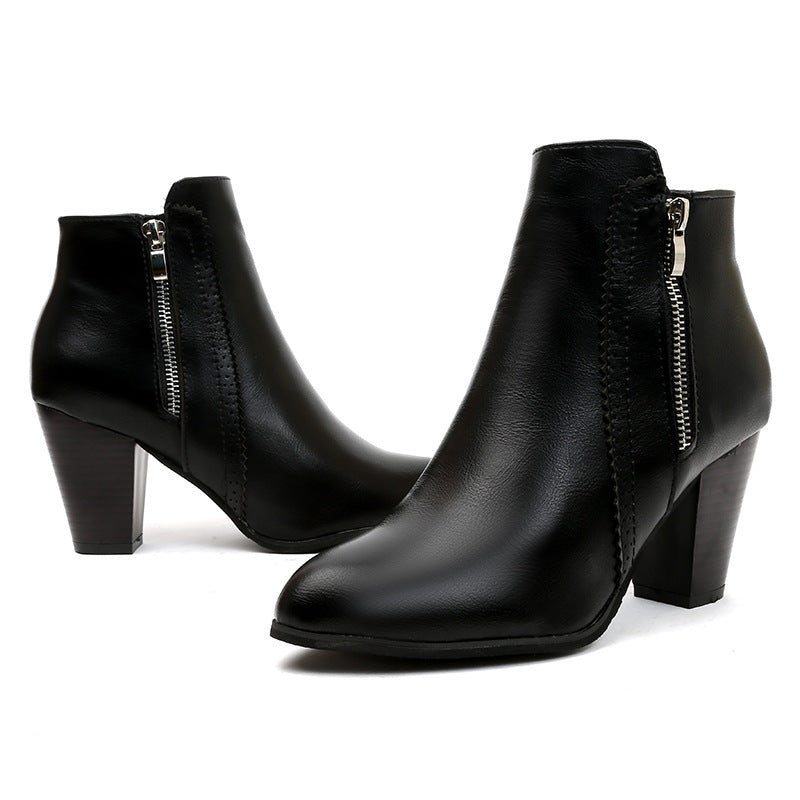 Women's elegant ankle boots with fashionable zipper and high-quality sole, size [size missing]