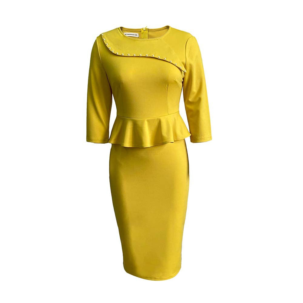 GR | Women's formal peplum top and pencil skirt set