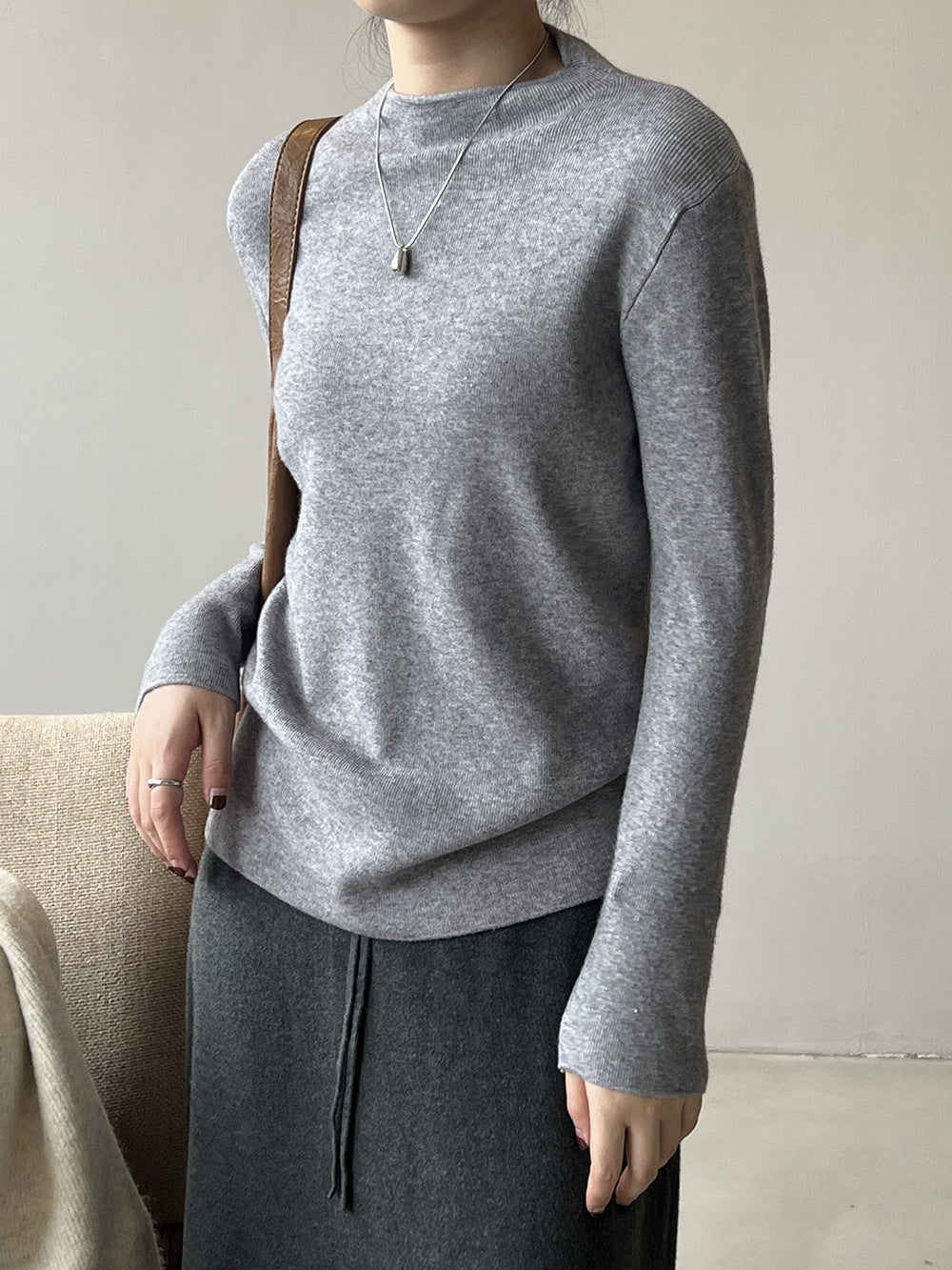 GR Halbturtleneck gebürsteter Soft-Touch-Pullover