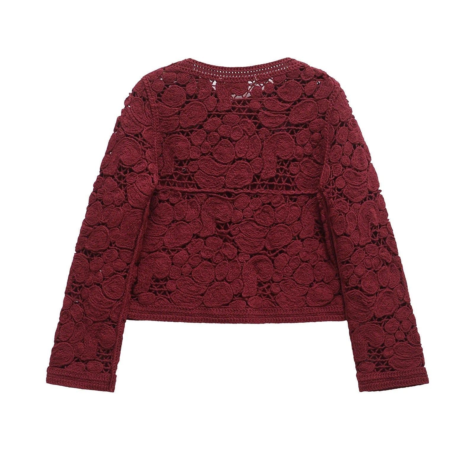 Women's cardigan made of fine lace with decorative button details and an elegant silhouette, size S