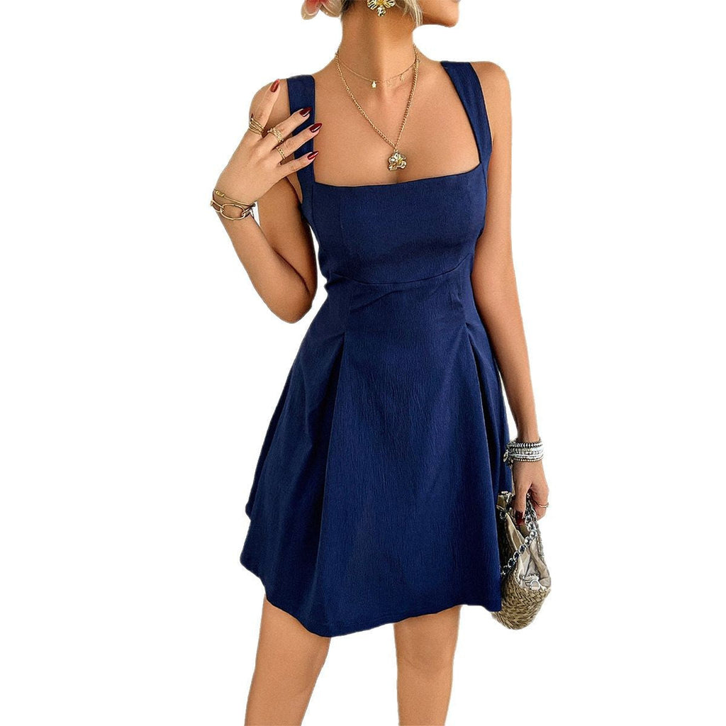 Damen A-Linien Kleid mit quadratischem Ausschnitt und weitem Rock GR