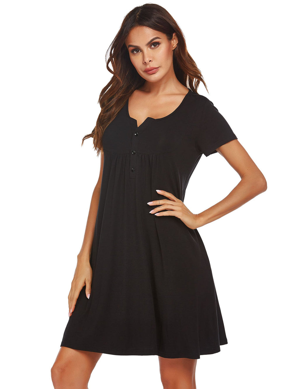 Women's nightgown with button details and relaxed fit, size