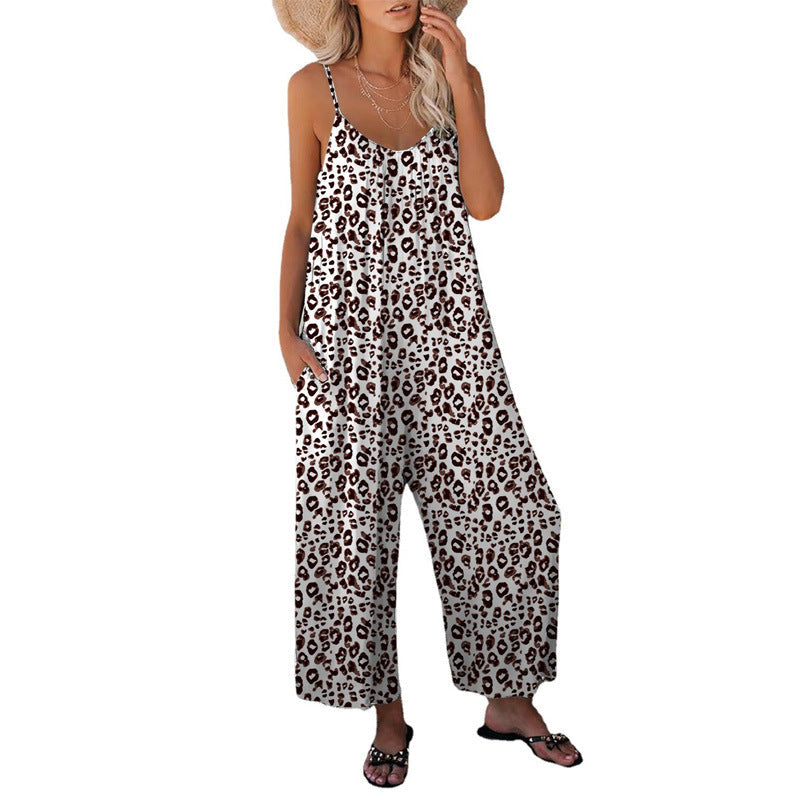 GR | Leopard print bag, loose strap jumpsuit, overall
