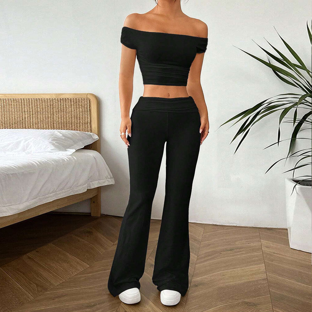 Women's cropped top and palazzo pants set, size