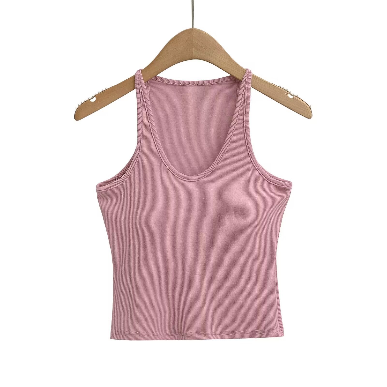 Damen ärmelloses Sporttop mit tiefem U-Ausschnitt und elastischem Material GR