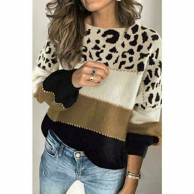 GR | Patchwork sweater with leopard print