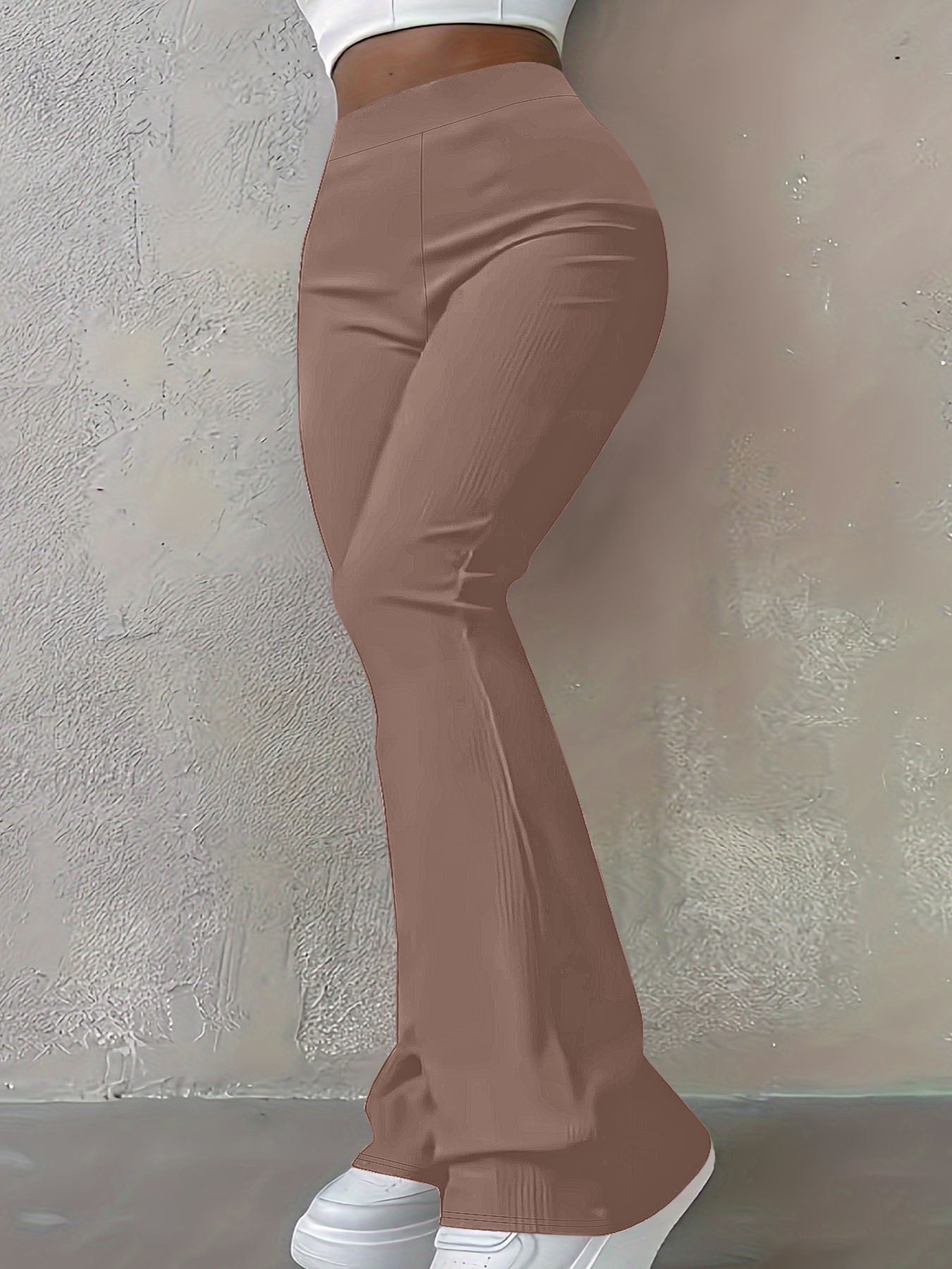 Women's bootcut trousers with high waist and elasticated waistband, size